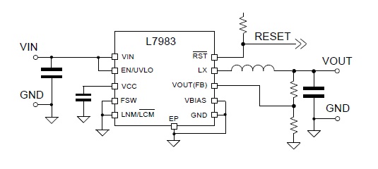 Figure 5 - A typical application circuit for the ST L7983 illustrating its minimal external component approach (source ST)