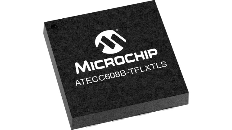 Microchip ATECC608B-TFLXTLS secure MCU in UDFN-8 package