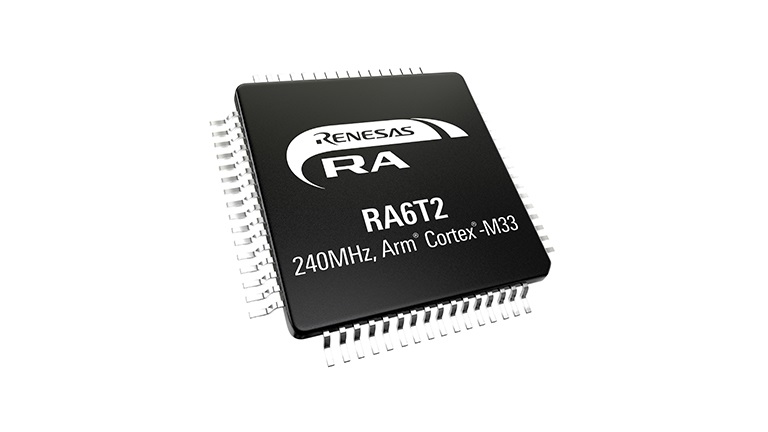 Renesas RA6T2 series of MCUs - top side of the chip
