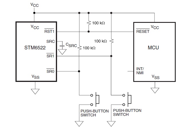 The ST STM6522 configured to provide a dual-input smart reset function
