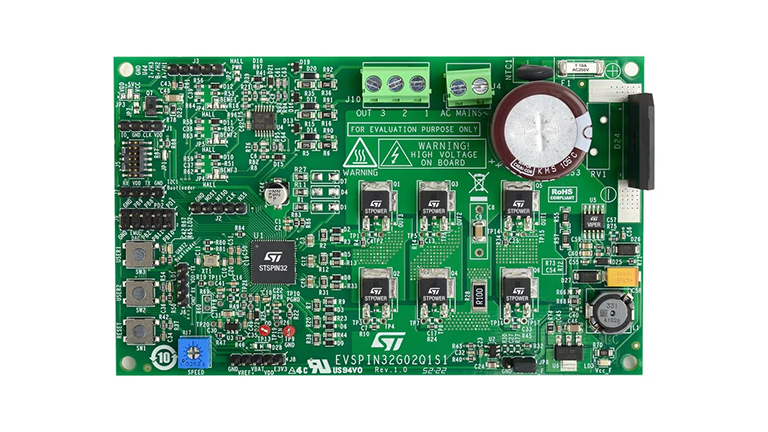 STMicroelectronics EVSPIN32G02Q1S1 - front side of the board STMicroelectronics EVSPIN32G02Q1S1 - front side of the board