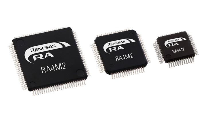 Renesas' RA4M2 series of chips in LQFP package with 48, 64 and 100 pins